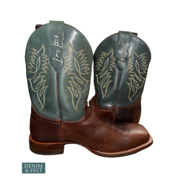 NEW Justin George Strait Western Boots Wide Square Toe Leather Cowboy Rodeo 12 main image 9